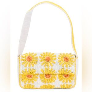 NWT SOL and MER Daisy Motif All Over Hand Beaded Shoulder Bag